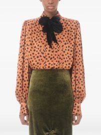 Valentino Garavani Crepe Satin Shirt With Plus De Pois Dalmata Print | Orange | FARFETCH at Farfetch